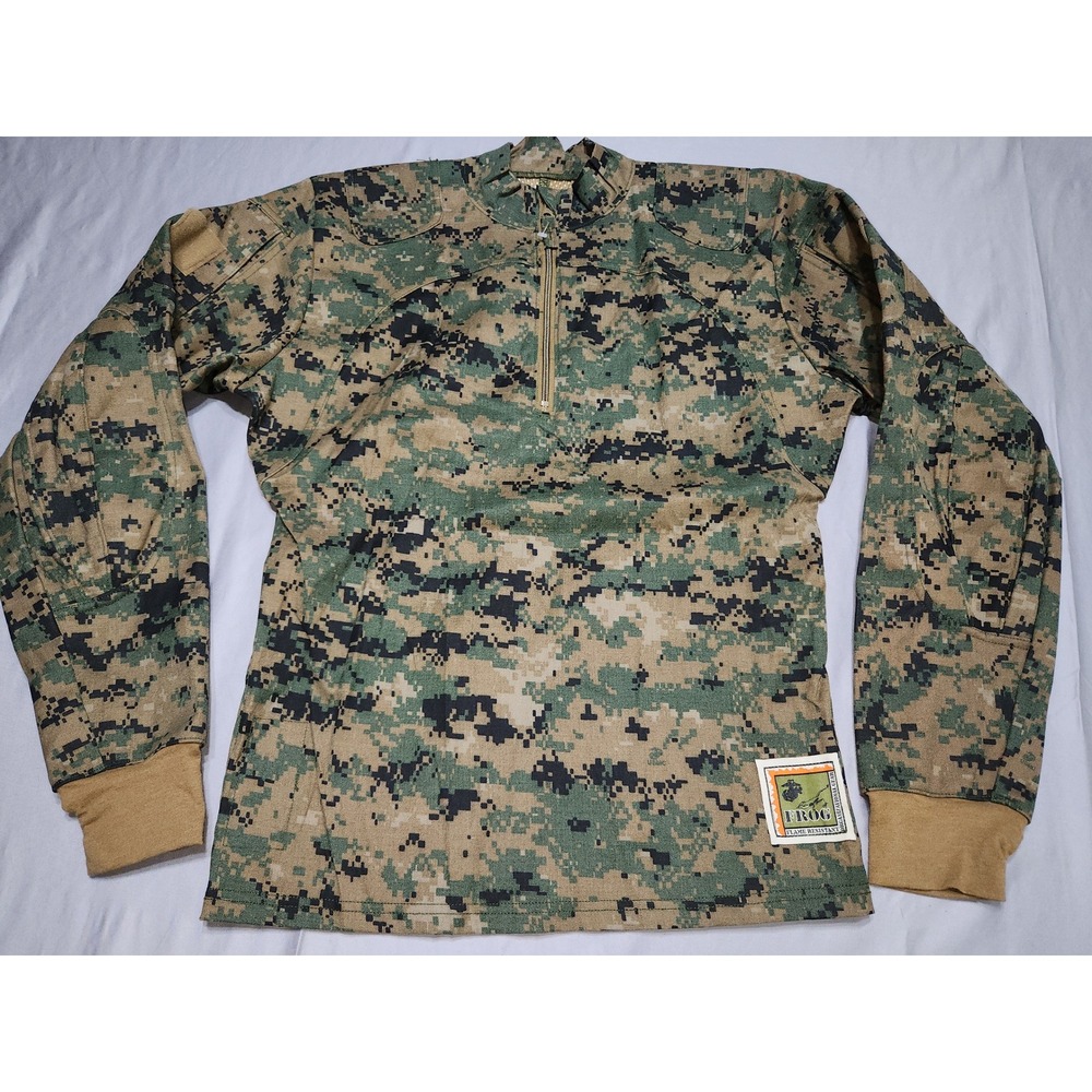 USMC FROG MARPAT Woodland Digital Camo Combat Shirt Flame Resistant Sm Regular